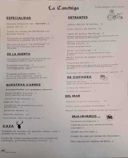 La Canóniga menu 8