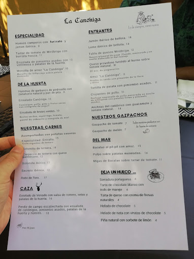 La Canóniga menu 9