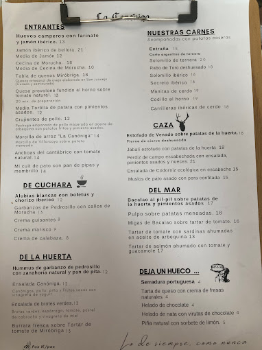 La Canóniga menu 5