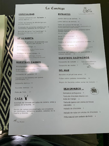 La Canóniga menu 4