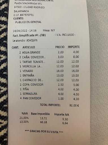 La Canóniga menu 1